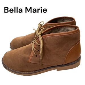 Bella Marie Women's Tan Lace Tie Ankle Boots Booties 7.5